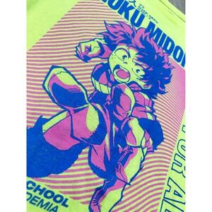 My Hero Academia Deku One For All Graphic T Shirt Neon Yellow‎ Size M READ